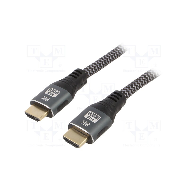 1 pcs x GEMBIRD - CCB-HDMI8K-2M - Cable, HDMI 2.1, HDMI plug,both sides, textile, 2m, black, Core: Cu