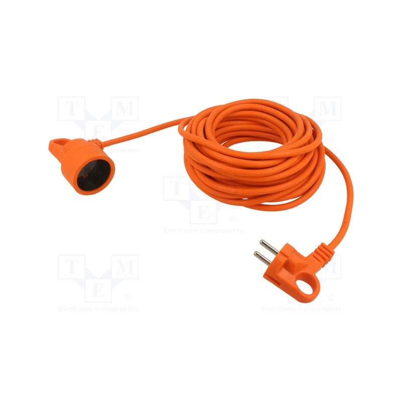 1 pcs x ACAR - M01907 - Extension lead, 2x1.5mm2, Sockets: 1, PVC, orange, 20m, 16A