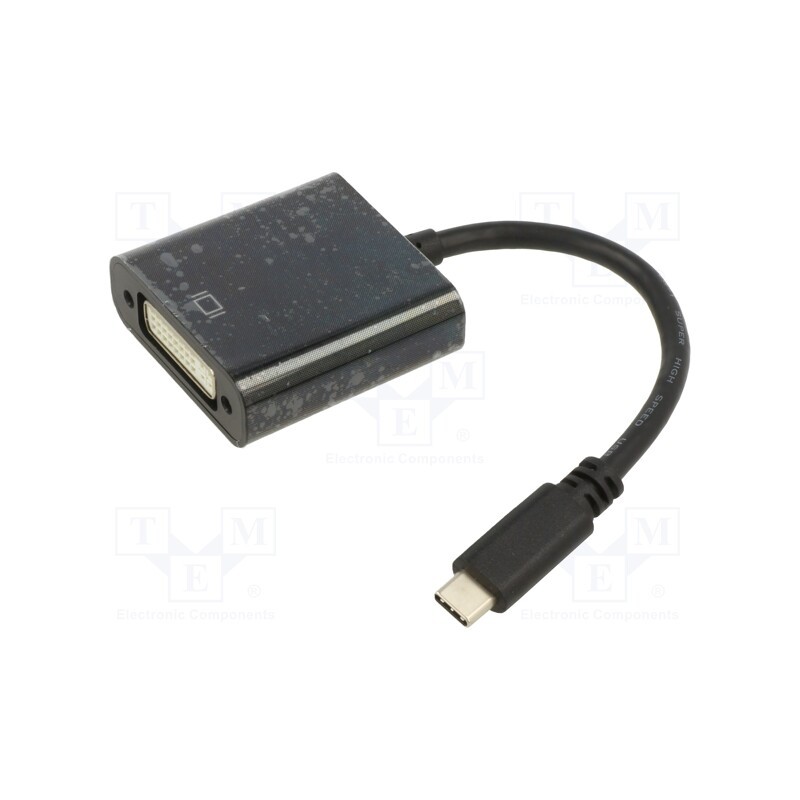 1 pcs x ART - KABADA USBC/DVI OEM-C10 - Adapter, DVI-I (24+5) socket,USB C plug, 0.15m, black, black