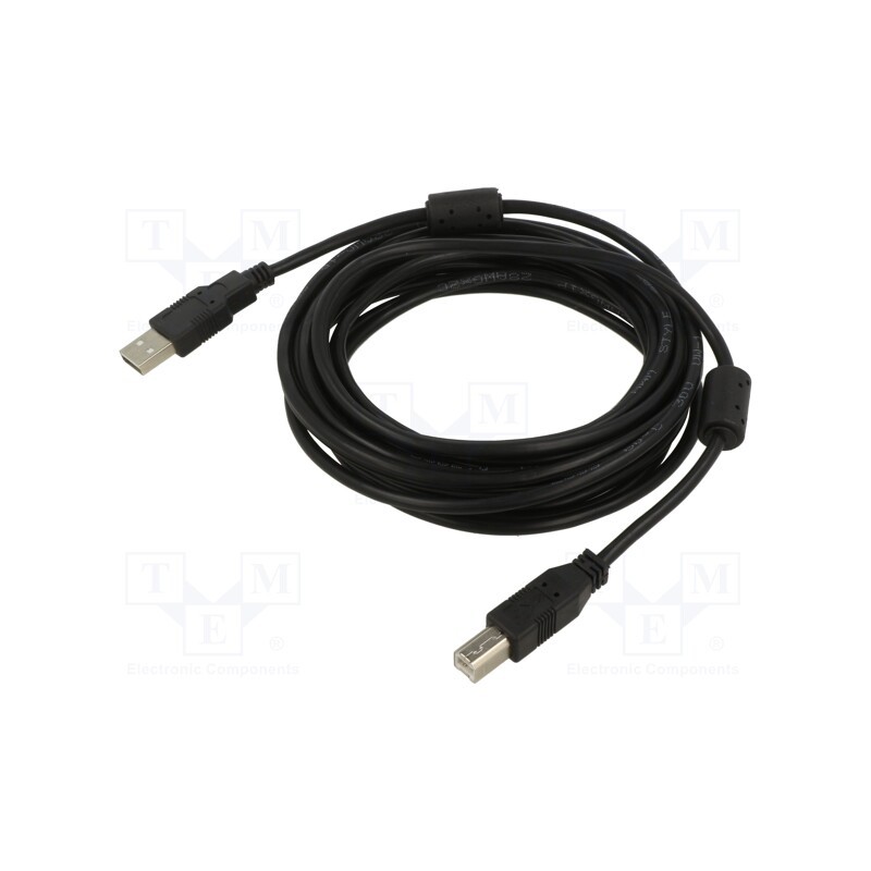 1 pcs x ART - KABUSB2 AB 5M AL-OEM-102A - Cable, USB 2.0, USB A plug,USB B plug, 5m, black, Core: Cu