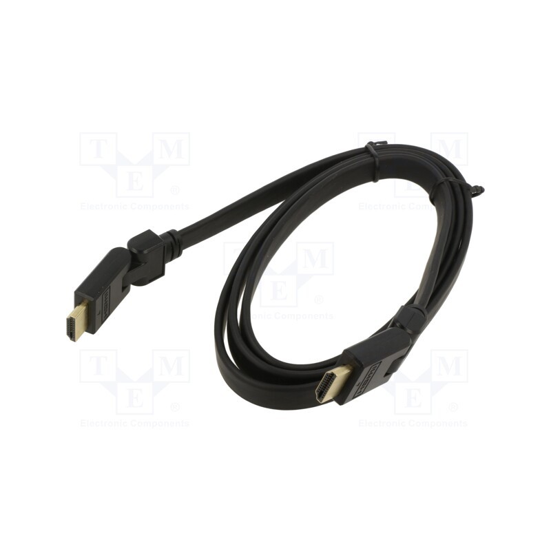 1 pcs x ART - KABH AL-05 - Cable, HDMI 1.4,flat, HDMI plug movable ±90°,both sides, 1.5m