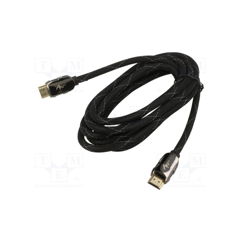1 pcs x ART - KABH AL-01-3 - Cable, HDMI 1.4, HDMI plug,both sides, textile, 3m, black, 30AWG