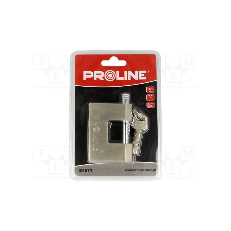 1 pcs x PROLINE - 24271 - Padlock, mandrel, Equipment: key x4, gates,cabinets,sheds, 70mm