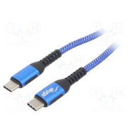 1 pcs x AKYGA - AK-USB-37 - Cable, USB 2.0, USB C plug,both sides, nickel plated, 1m, blue