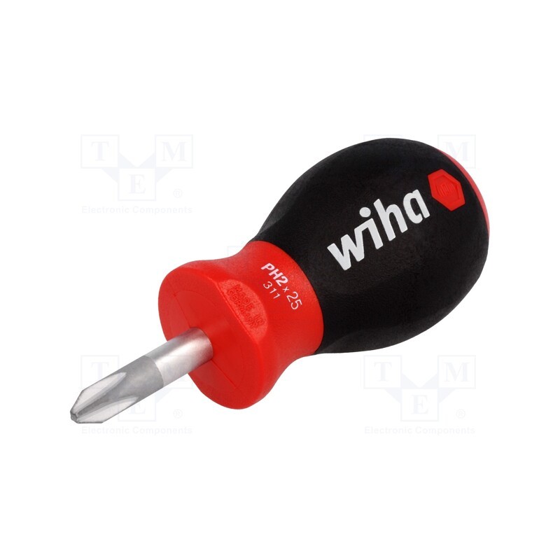 1 pcs x WIHA - 26969 - Screwdriver, Phillips, PH2, SoftFinish®, Blade length: 25mm