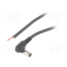 1 pcs x BQ CABLE - DC.CAB.4601.0200 - Cable, 2x0.5mm2, wires,DC 5,5/2,5 plug, angled, black, 2m, Core: Cu