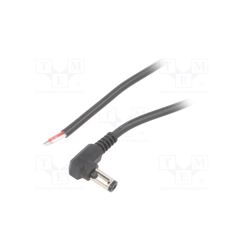 1 pcs x BQ CABLE - DC.CAB.4601.0200 - Cable, 2x0.5mm2, wires,DC 5,5/2,5 plug, angled, black, 2m, Core: Cu