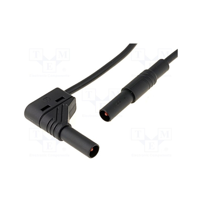 1 pcs x HIRSCHMANN T&M - MLS WG 100/2,5 SW - Test lead, 32A, banana plug 4mm,angular banana plug 4mm, Len: 1m