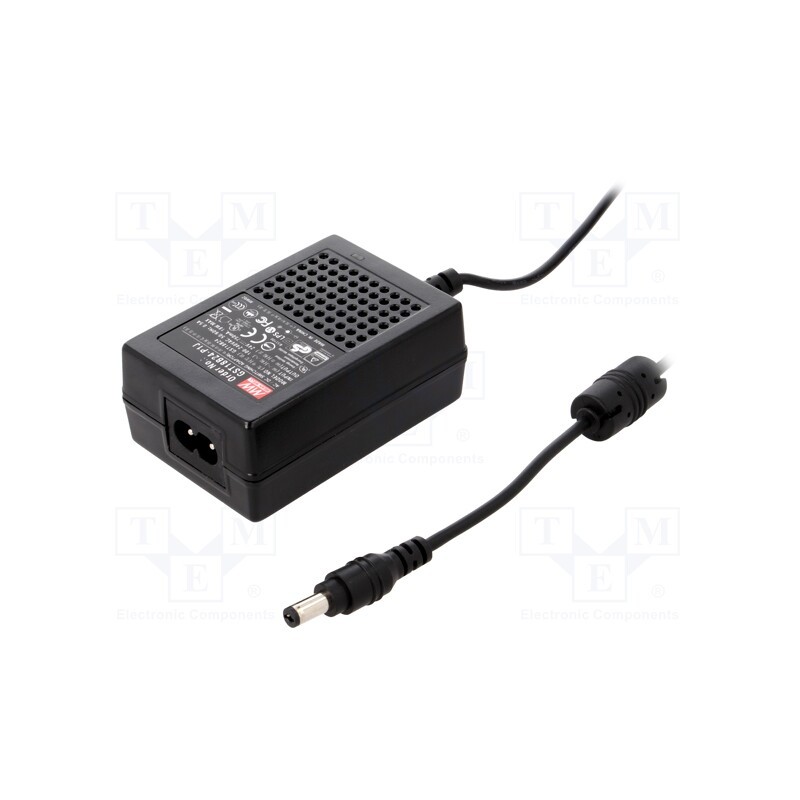 1 pcs x MEAN WELL - GST18B24-P1J - Power supply: switched-mode, 24VDC, 0.75A, Out: 5,5/2,1, 18W, 88%