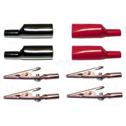 1 set x MUELLER ELECTRIC - 10012 - Crocodile clip, 10A, black,red, soldered,screwed,crimped, 8pcs.
