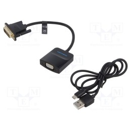 1 pcs x VENTION - EBBBB - Converter, PVC, Len: 0.15m, black, Øcable: 5mm