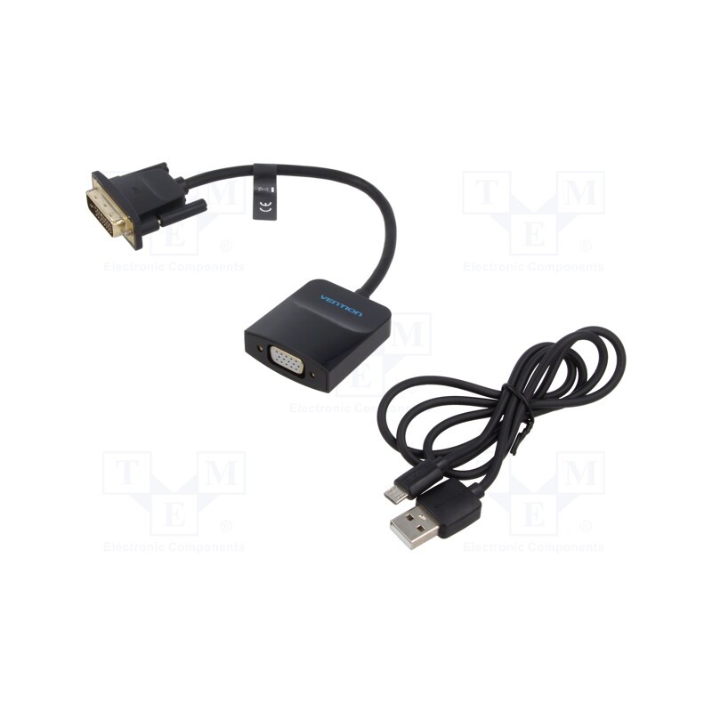 1 pcs x VENTION - EBBBB - Converter, PVC, Len: 0.15m, black, Øcable: 5mm