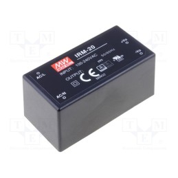 1 pcs x MEAN WELL - IRM-20-24 - Converter: AC/DC, 21.6W, 85÷264VAC, Usup: 120÷370VDC, Uout: 24VDC