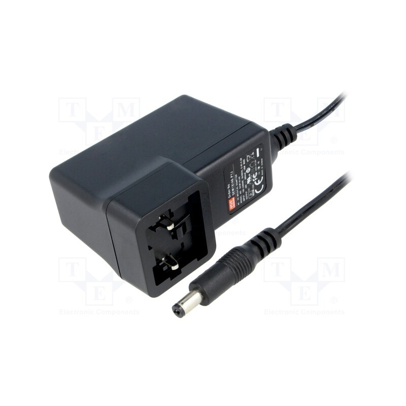 1 pcs x MEAN WELL - GEM18I12-P1J - Power supply: switched-mode, plug, 12VDC, 1.5A, 18W, Out: 5,5/2,1