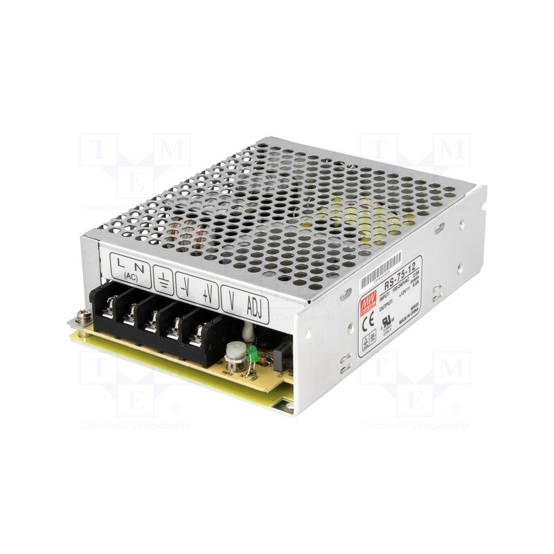 1 pcs x MEAN WELL - RS-75-12 - Power supply: switched-mode, for building in,modular, 75W, 12VDC