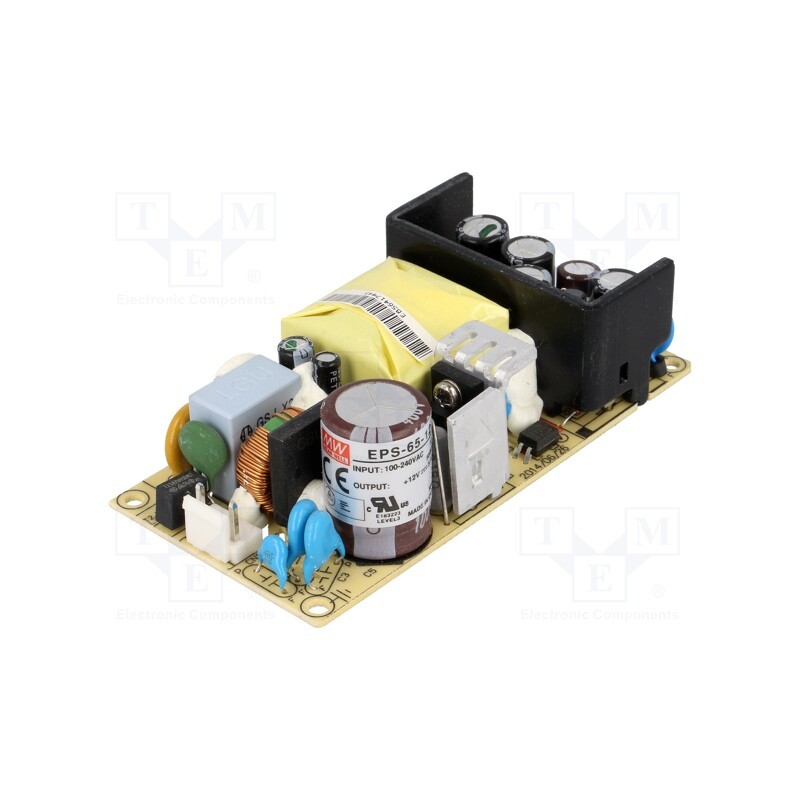 1 pcs x MEAN WELL - EPS-65-12 - Power supply: switched-mode, open, 65.04W, 120÷370VDC, 85÷264VAC