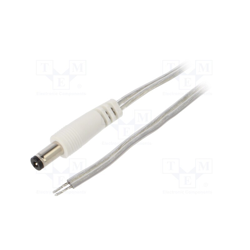 1 pcs x BQ CABLE - DC.CAB.8210.0500 - Cable, 2x0.5mm2, wires,DC 5,5/2,1 plug, straight, transparent, 5m