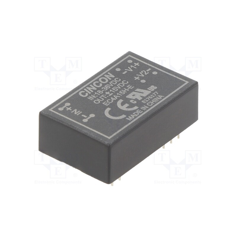 1 pcs x CINCON - EC4A15H-E - Converter: DC/DC, 5/6W, Uin: 18÷36V, Uout: 15VDC, Uout2: -15VDC, THT
