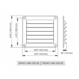 White ventilation grille 142x126 mm