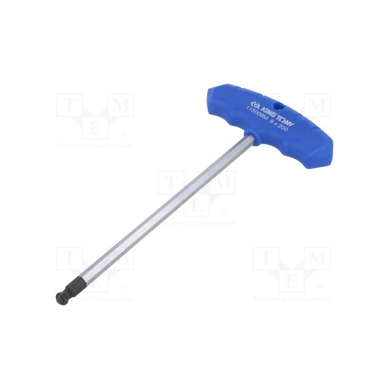 1 pcs x KING TONY - 115008MR - Wrench, hex key,spherical, HEX 8mm, Overall len: 240mm