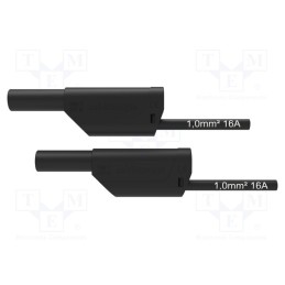 1 pcs x SCHu00dcTZINGER - VSFK 8700 / 1 / 200 / SW - Test lead, 16A, banana plug 4mm,both sides, Urated: 1kV, Len: 2m