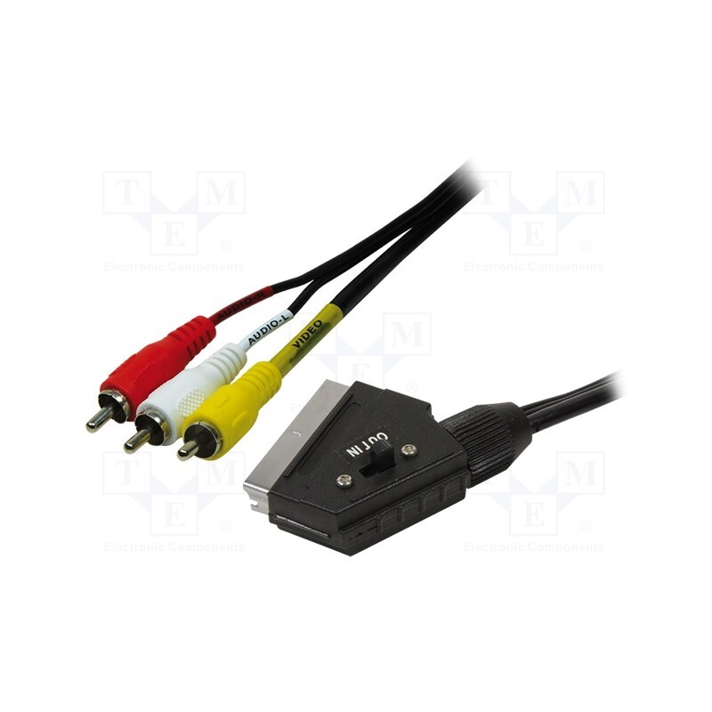 1 pcs x LOGILINK - CA1029 - Cable, RCA plug x3,SCART plug, 2m, black