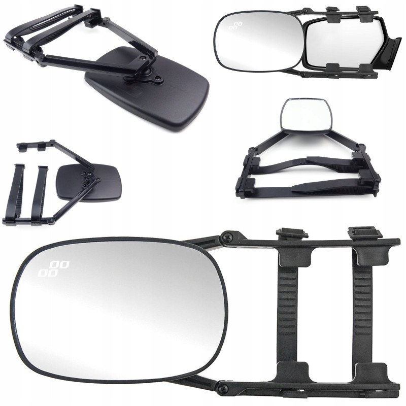 Additional car side mirror for towing a trailer, camping boat