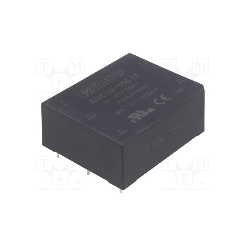 1 pcs x AIMTEC - AME10-9SCJZ - Converter: AC/DC, 10W, 85÷264VAC, Usup: 120÷370VDC, Uout: 9VDC, 78%