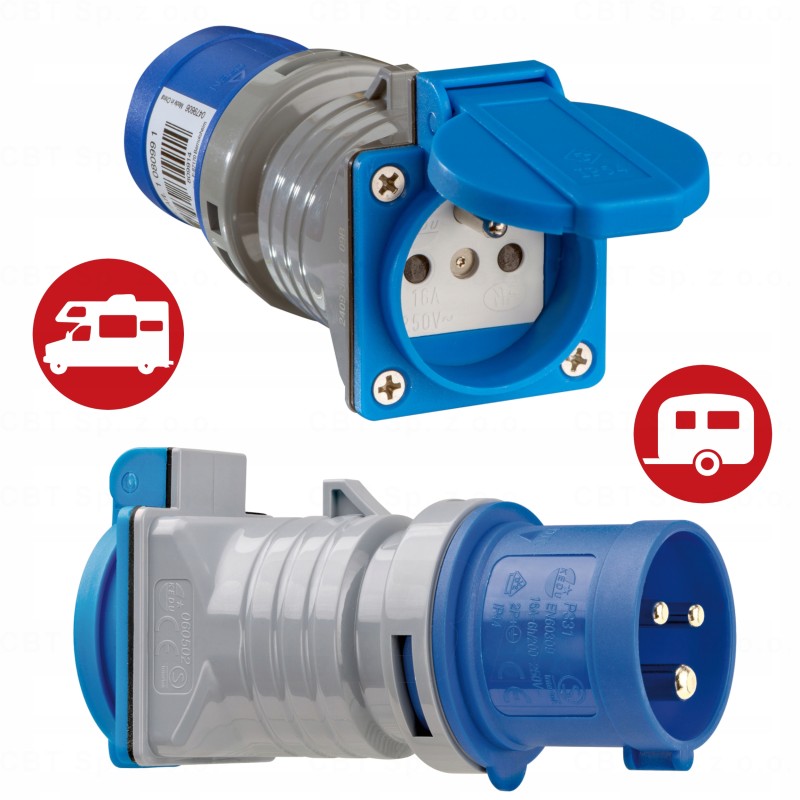 Caravan socket adapter 230v IP44 cee