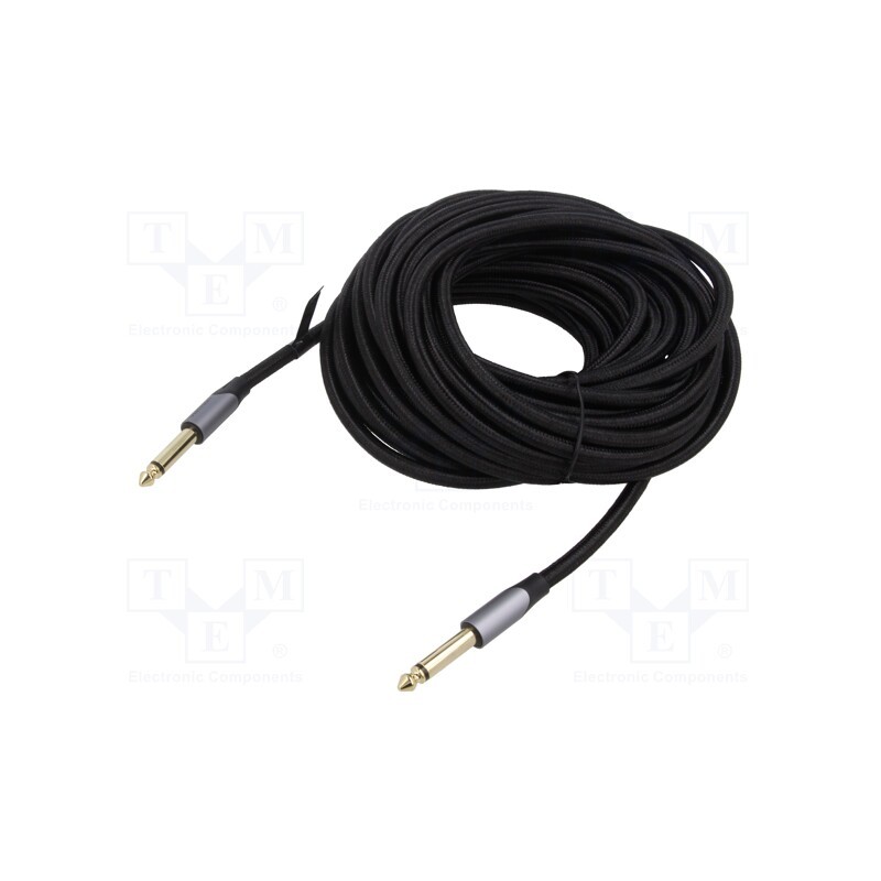 1 pcs x VENTION - BASHL - Cable, Jack 6,3mm plug,both sides, 10m, Plating: gold-plated