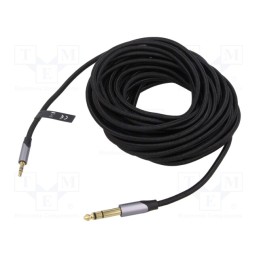 1 pcs x VENTION - BARHJ - Cable, Jack 3,5mm 4pin plug,Jack 6,3mm plug x2, 5m, black, PVC
