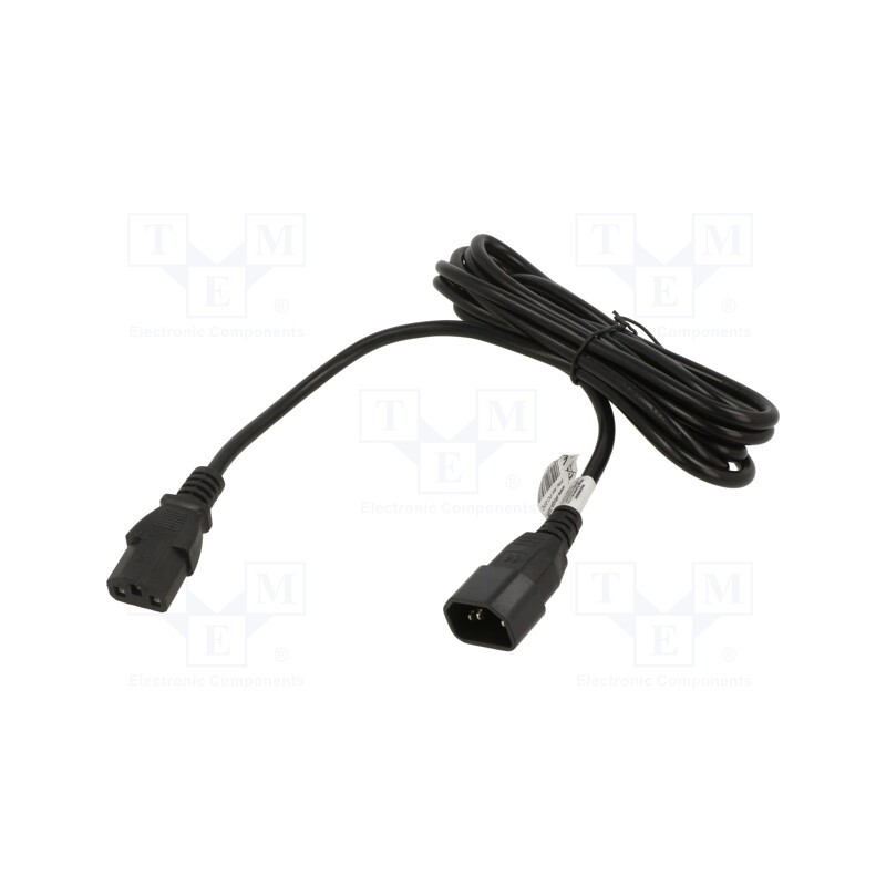 1 pcs x AKYGA - AK-PC-07C - Cable, 3G1mm2, IEC C13 female,IEC C14 male, PVC, 3m, black, 10A
