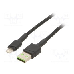 1 pcs x GREEN CELL - KABGC05 - Cable, USB 2.0, Apple Lightning plug,USB A plug, 1.2m, black