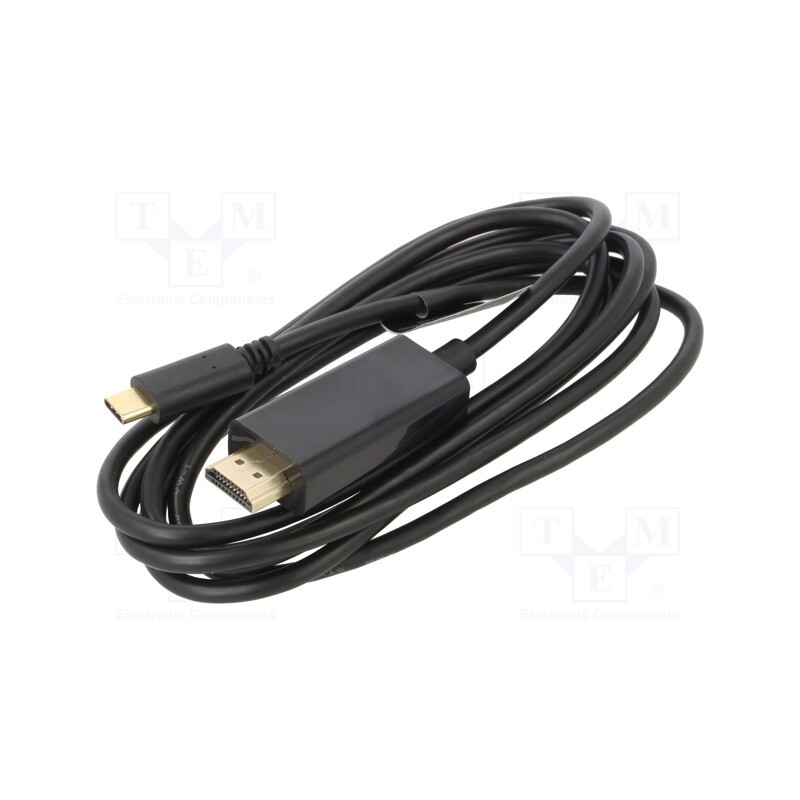 1 pcs x GEMBIRD - A-CM-HDMIM-01 - Adapter, HDMI 1.4,USB 3.1, HDMI plug,USB C plug, 2m, black, black