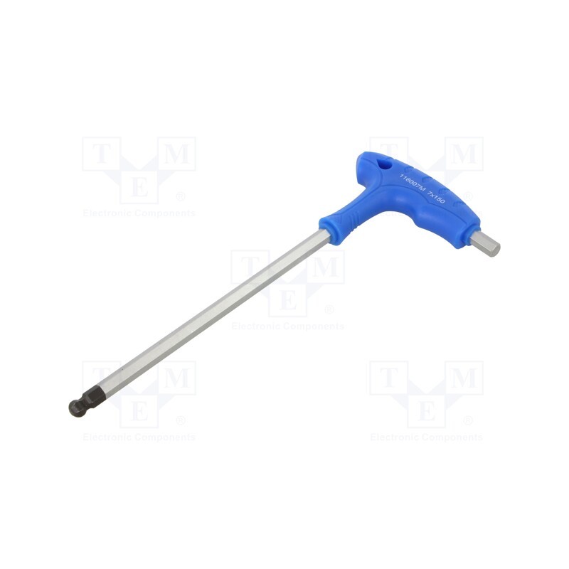 1 pcs x KING TONY - 116007MR - Wrench, hex key,spherical, HEX 7mm, Overall len: 215mm