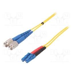 1 pcs x FIBRAIN - G-LC-FC-S-005.0-DX-D-18-Y - Fiber patch cord, FC/UPC,LC/UPC, 5m, Optical fiber: 9/125um, Gold