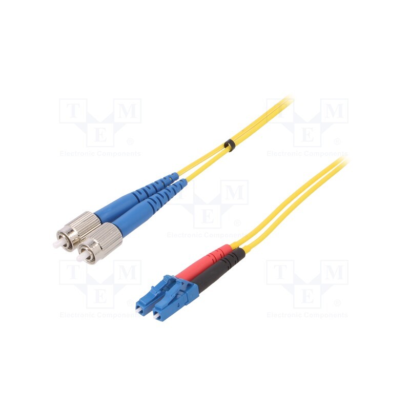 1 pcs x FIBRAIN - G-LC-FC-S-005.0-DX-D-18-Y - Fiber patch cord, FC/UPC,LC/UPC, 5m, Optical fiber: 9/125um, Gold