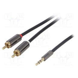 1 pcs x 4CARMEDIA - - - Cable, Jack 3.5mm 3pin plug,RCA socket x2, 0.2m, black