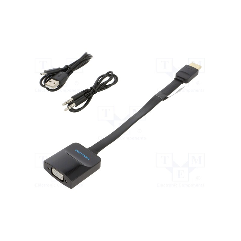 1 pcs x VENTION - 74346 - Converter, HDMI 1.4,flat, 0.15m, black