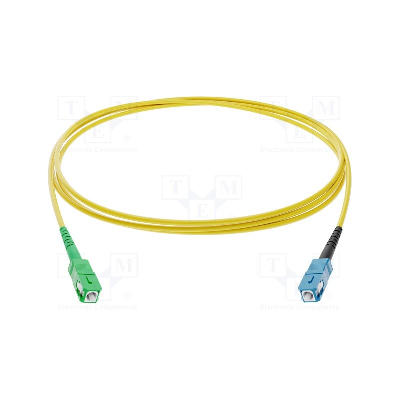 1 pcs x FIBRAIN - G-SCA-SC-S-005.0-SX-D-18-Y - Fiber patch cord, SC/APC,SC/UPC, 5m, Optical fiber: 9/125um, Gold