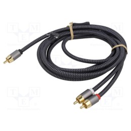 1 pcs x Goobay - 65301 - Cable, RCA plug,RCA plug x2, 3m, Plating: gold-plated, black-gray