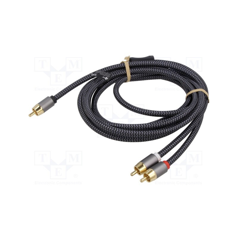1 pcs x Goobay - 65301 - Cable, RCA plug,RCA plug x2, 3m, Plating: gold-plated, black-gray