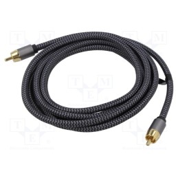 1 pcs x Goobay - 65298 - Cable, RCA plug,both sides, 5m, Plating: gold-plated, black-gray