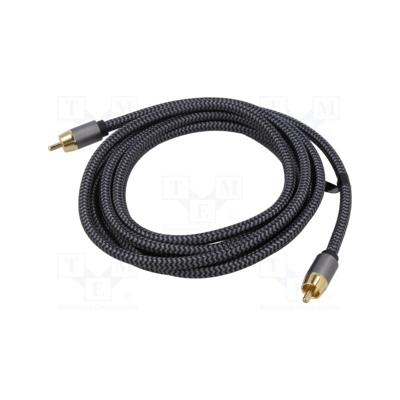 1 pcs x Goobay - 65298 - Cable, RCA plug,both sides, 5m, Plating: gold-plated, black-gray