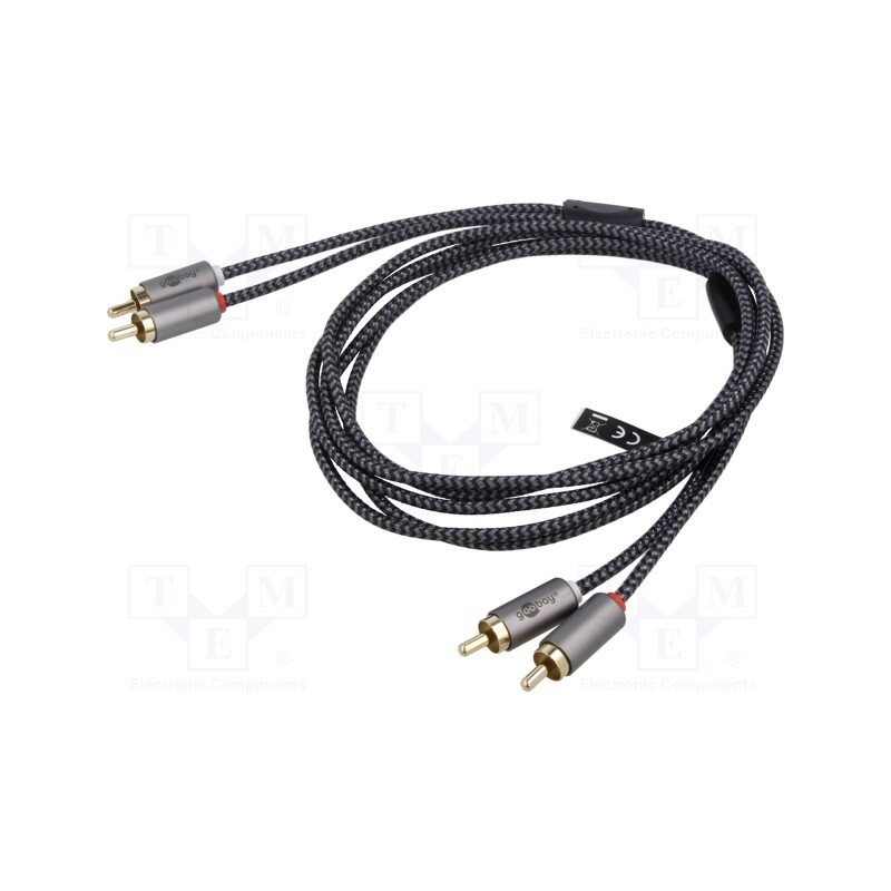 1 pcs x Goobay - 65295 - Cable, RCA plug x2,both sides, 5m, Plating: gold-plated, Al foil