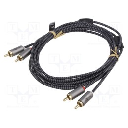 1 pcs x Goobay - 65294 - Cable, RCA plug x2,both sides, 3m, Plating: gold-plated, Al foil