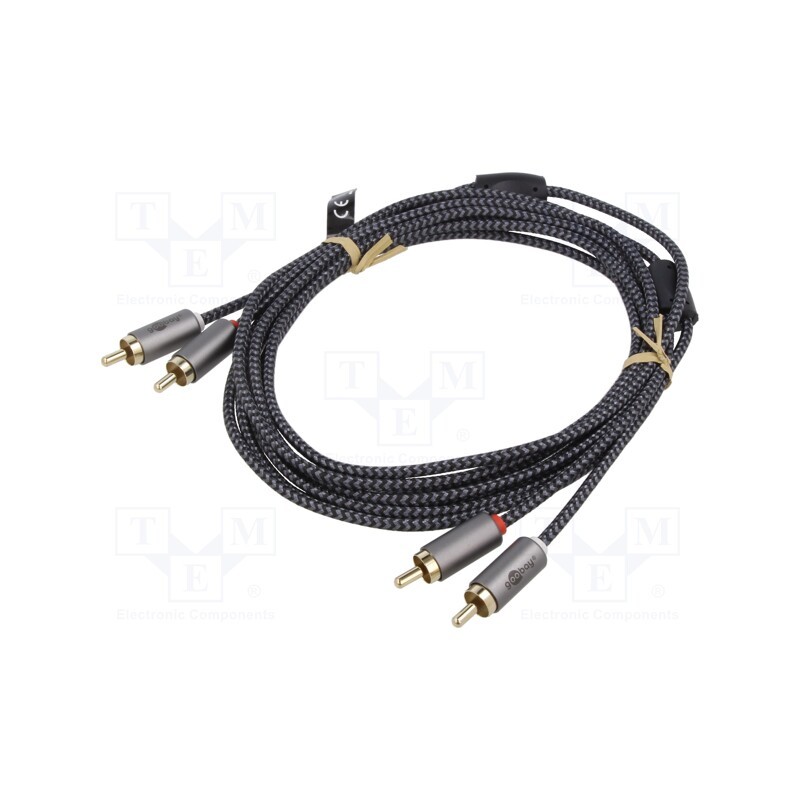 1 pcs x Goobay - 65294 - Cable, RCA plug x2,both sides, 3m, Plating: gold-plated, Al foil