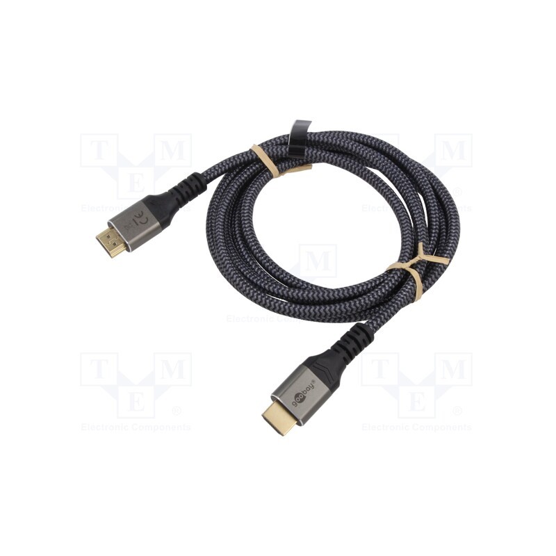 1 pcs x Goobay - 65261 - Cable, HDMI 2.1, HDMI plug,both sides, PVC, textile, Len: 2m