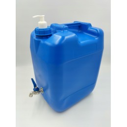 Banka canister, 20l water container with tap, blue soap dispenser