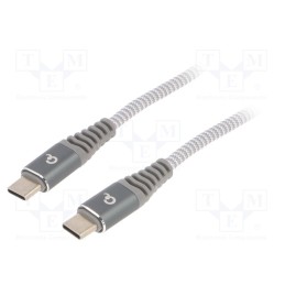 1 pcs x GEMBIRD - CC-USB2B-CMCM100-1.5M - Cable, USB 2.0, USB C plug,both sides, 1.5m, white-grey, 480Mbps